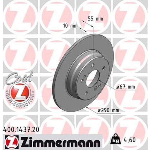 Zimmermann Brake Disc - Standard/Coated, 400.1437.20 400.1437.20